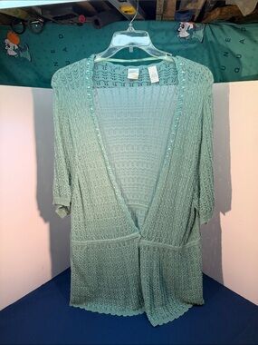 Emma James Mint Green Open-Knit Swim Cover-Up